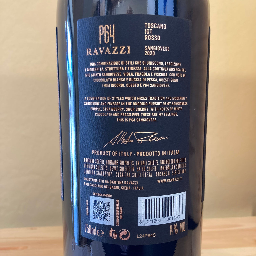 Ravazzi 'P64 Sangiovese' Toscana IGT 2020 Cantine Ravazzi
