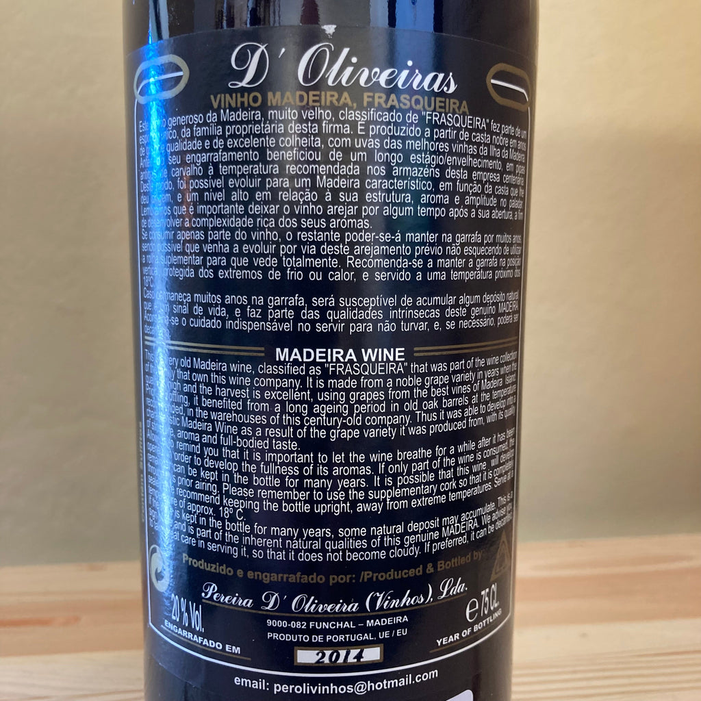D'Oliveiras Bastardo Reserva Madeira Portugal 1927 D'Oliveiras