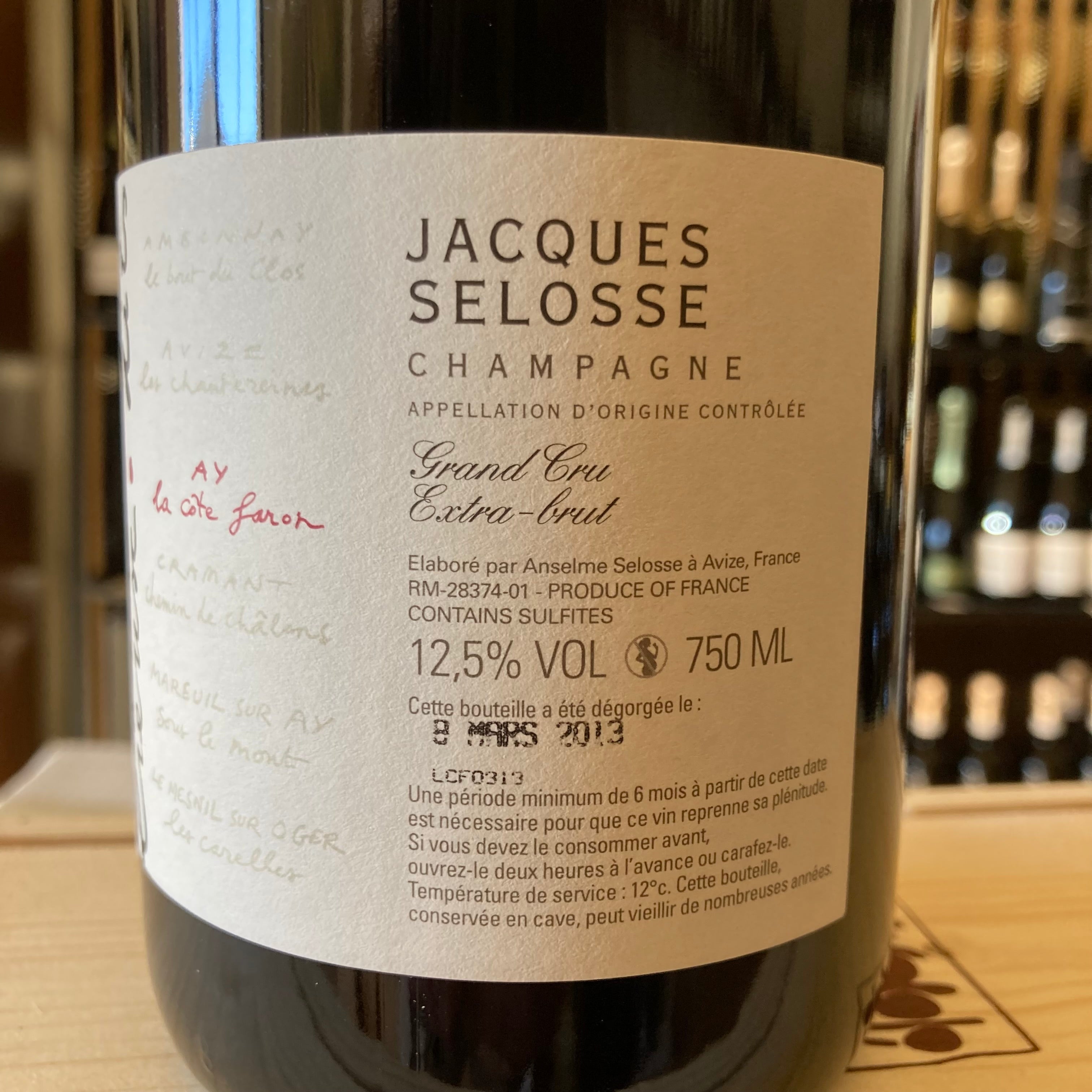 Jacques Selosse Lieux-dits 'La Cote Faron' Blanc de Noirs Ay Grand Cru Extra Brut Deg. 2013 Jacques Selosse